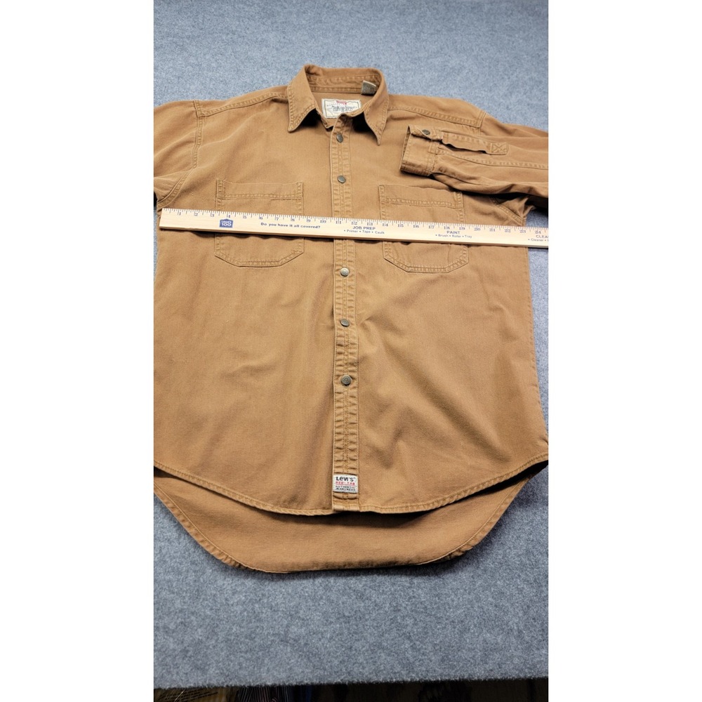 Vintage 90s Levi's Men's Red Tab Duck Canvas Long Sleeve Work Shirt Brown Medium - Picture 5 of 16